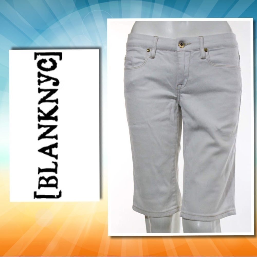 Blank NYC White Cotton Bermuda Shorts 27